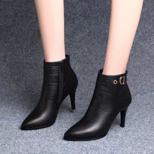 Women's high heels with leather