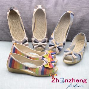 Cloth weedge heel single shoes