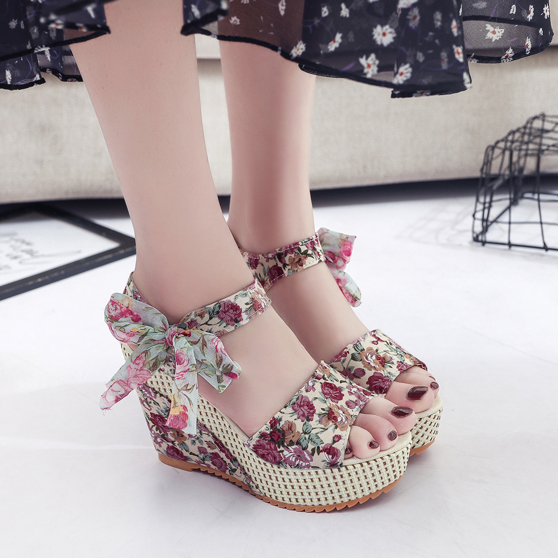 Floral sandals women's shoes